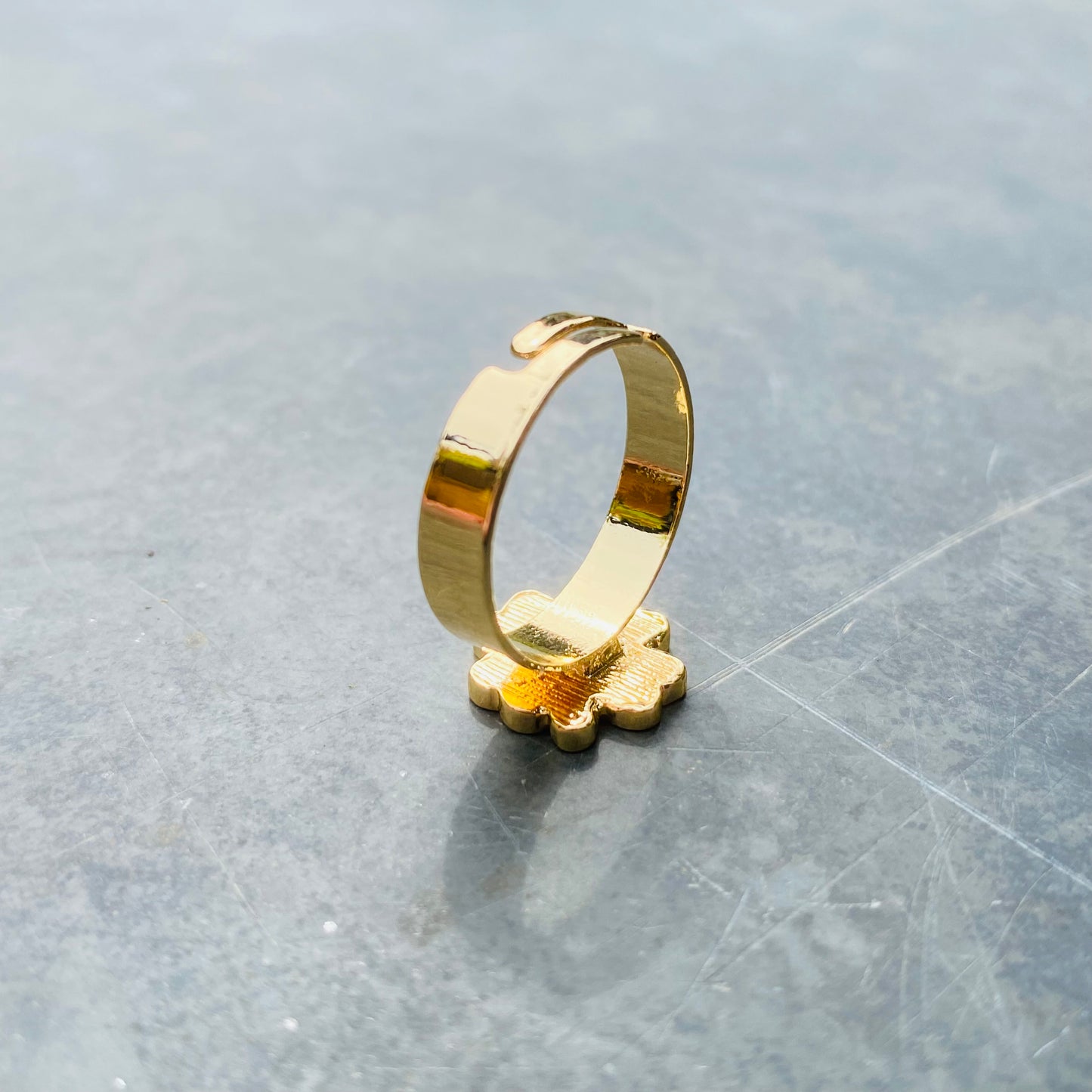 Adjustable Four Leaf Clover Ring Gold