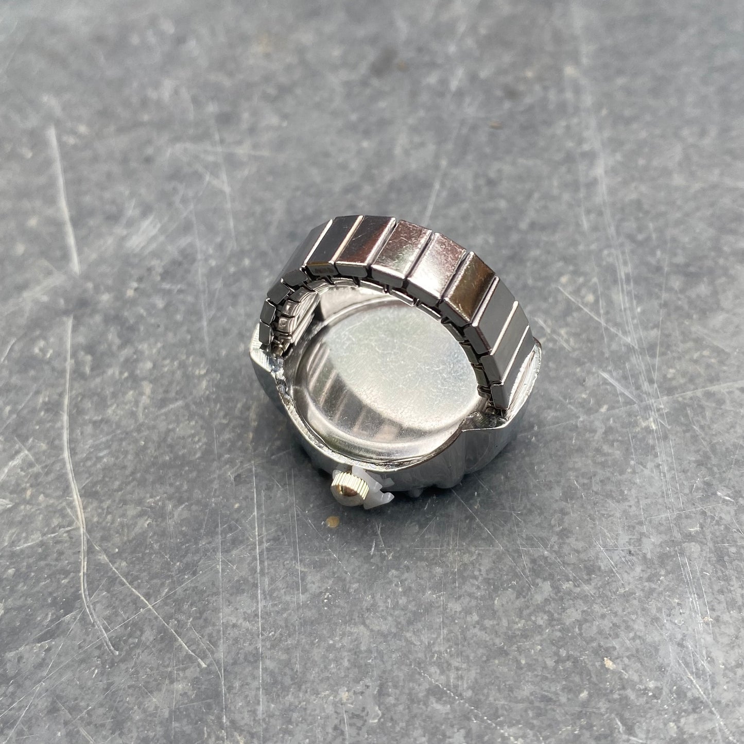 Retro Adjustable Watch Ring Silver White