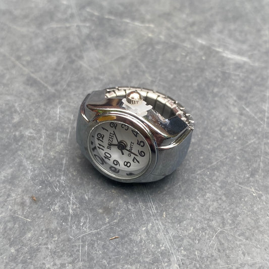 Vintage Watch Ring Silver Adjustable