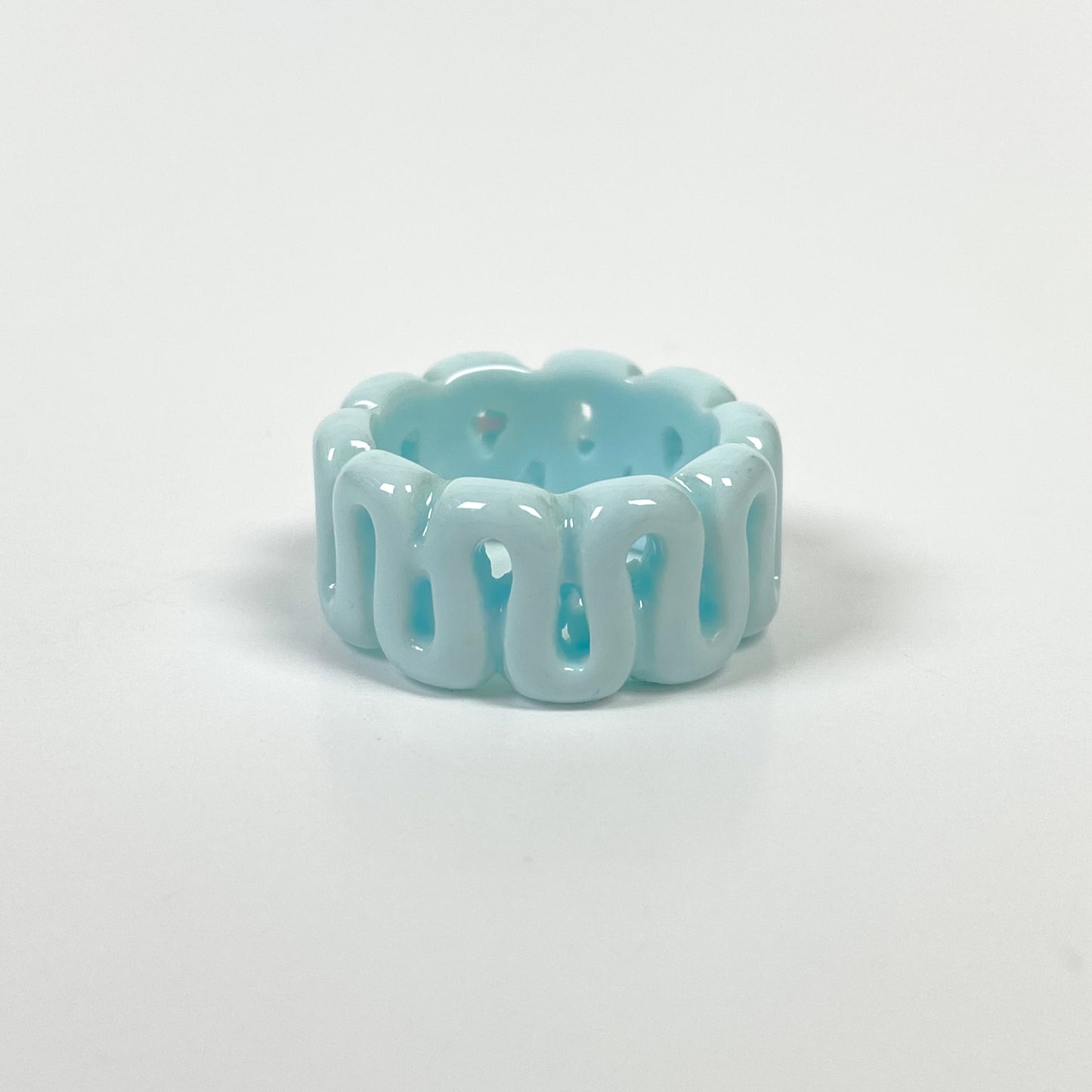 Retro Chunky Swirl Ring Blue