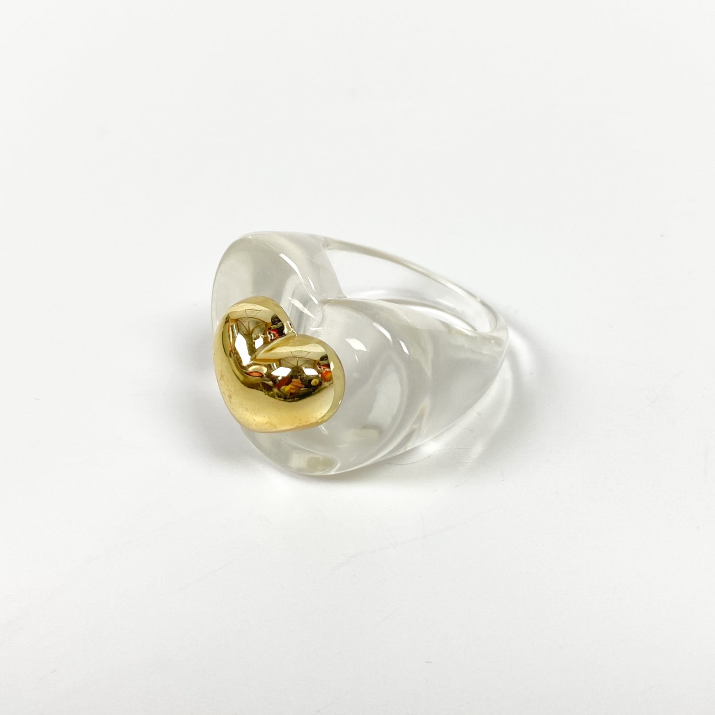 Retro Chunky Heart Ring Clear