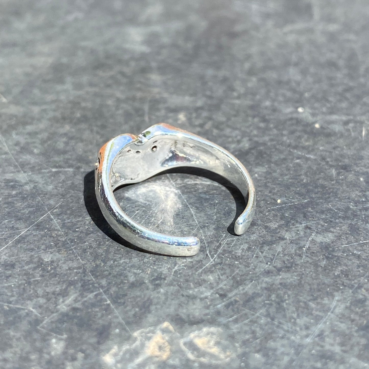 Adjustable Heart Signet Ring Silver