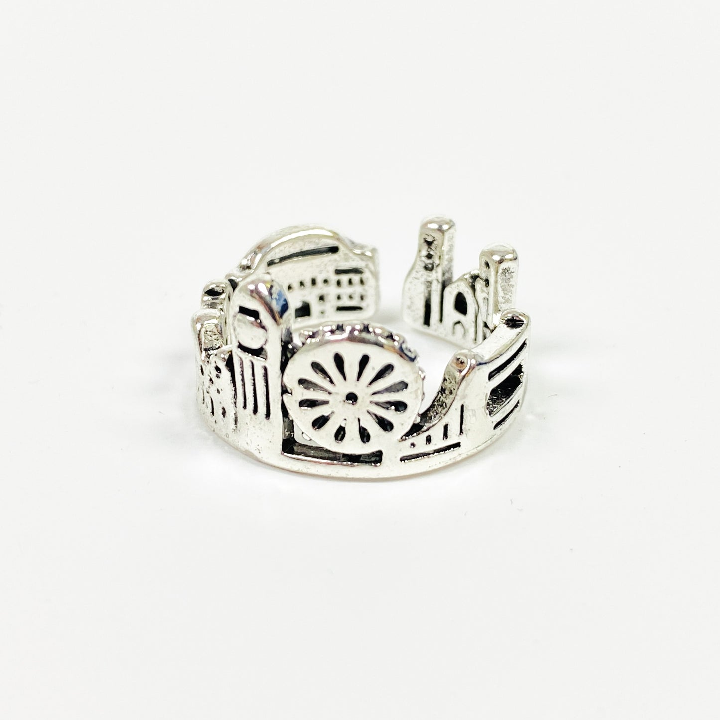 Vintage Retro Adjustable London Ring Silver