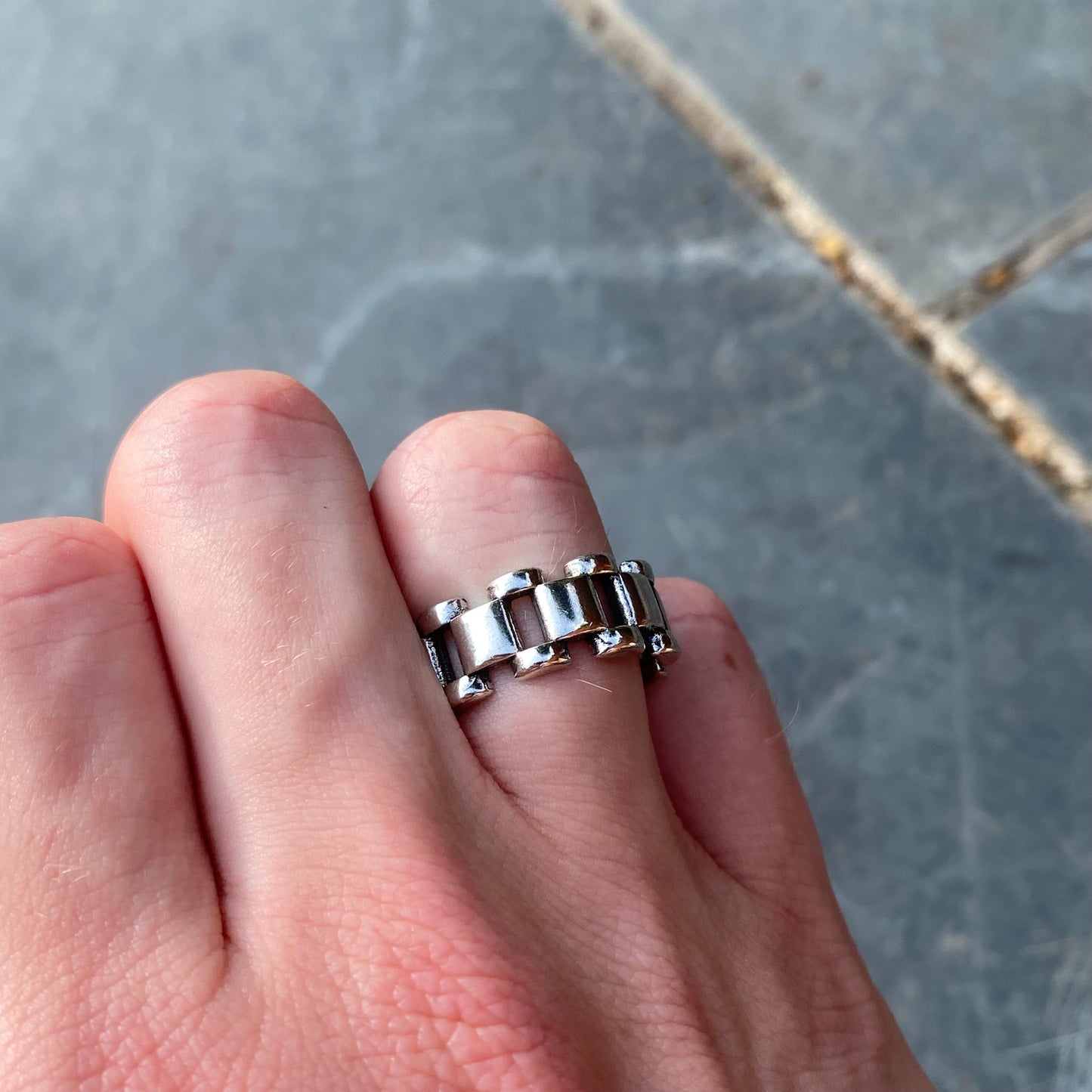 Adjustable Retro Chain Ring Silver