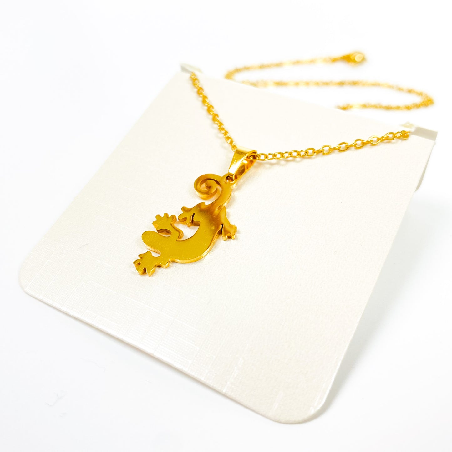 Lizard Charm Necklace Chain Gold