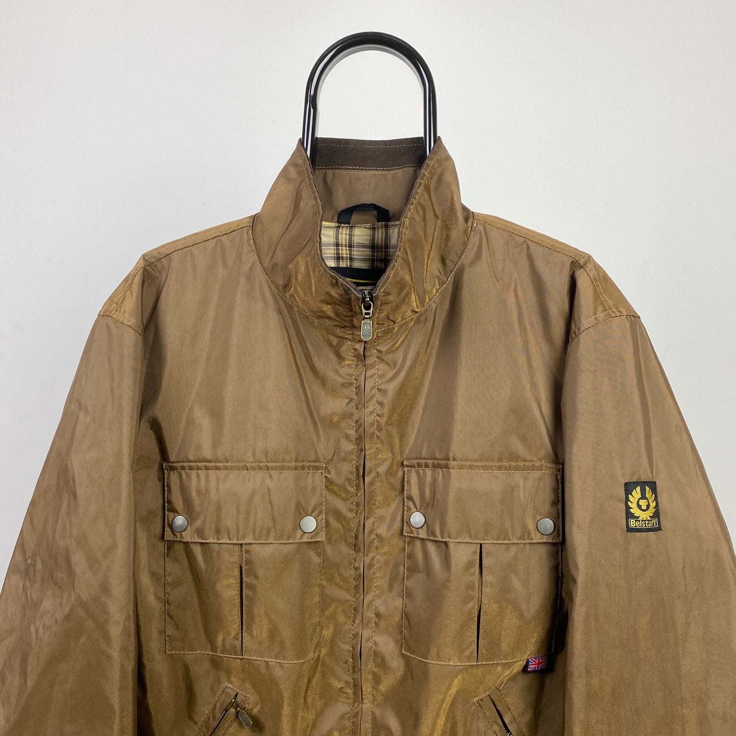 Retro 90s Belstaff Waterproof Coat Jacket Brown Medium