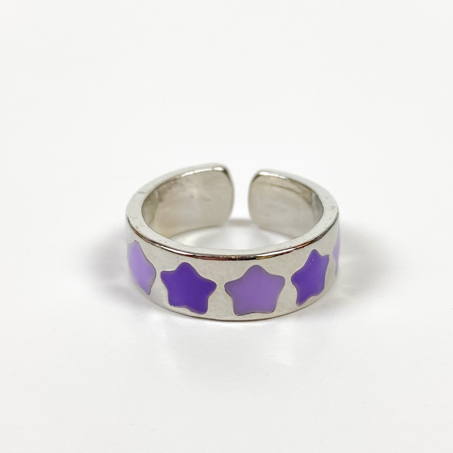 Retro Adjustable Star Ring Silver Purple