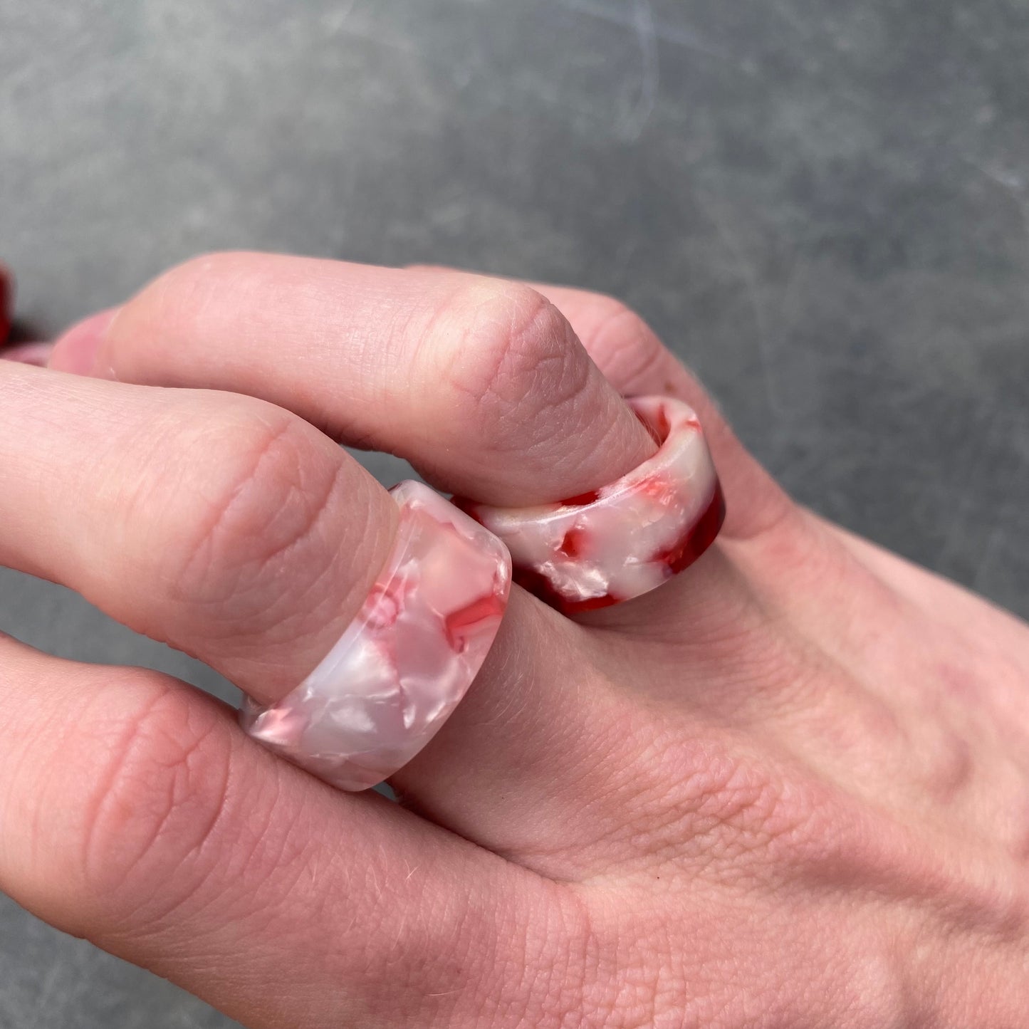Adjustable Chunky Band Ring Red/Pink