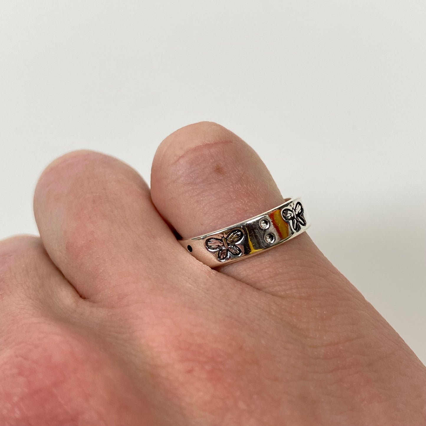 Vintage Adjustable Butterfly Ring Silver