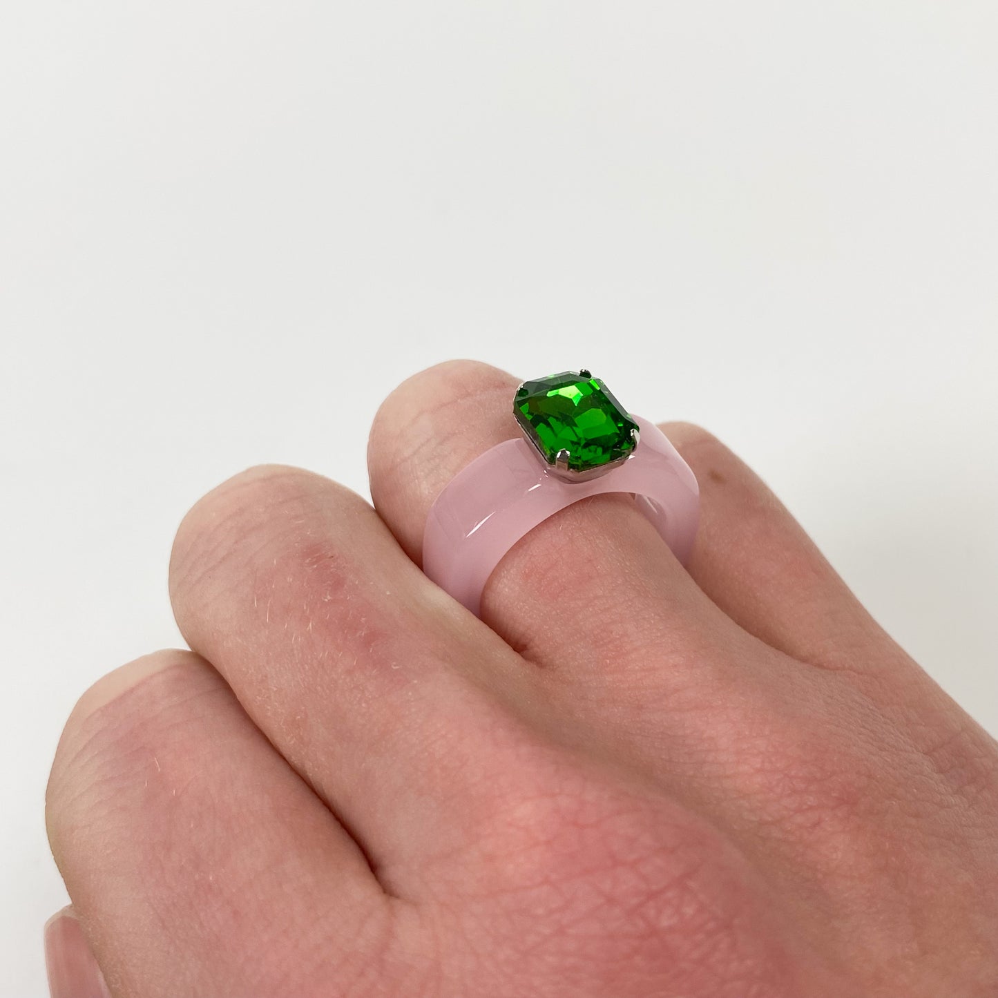 Retro Chunky Gem Ring Pink