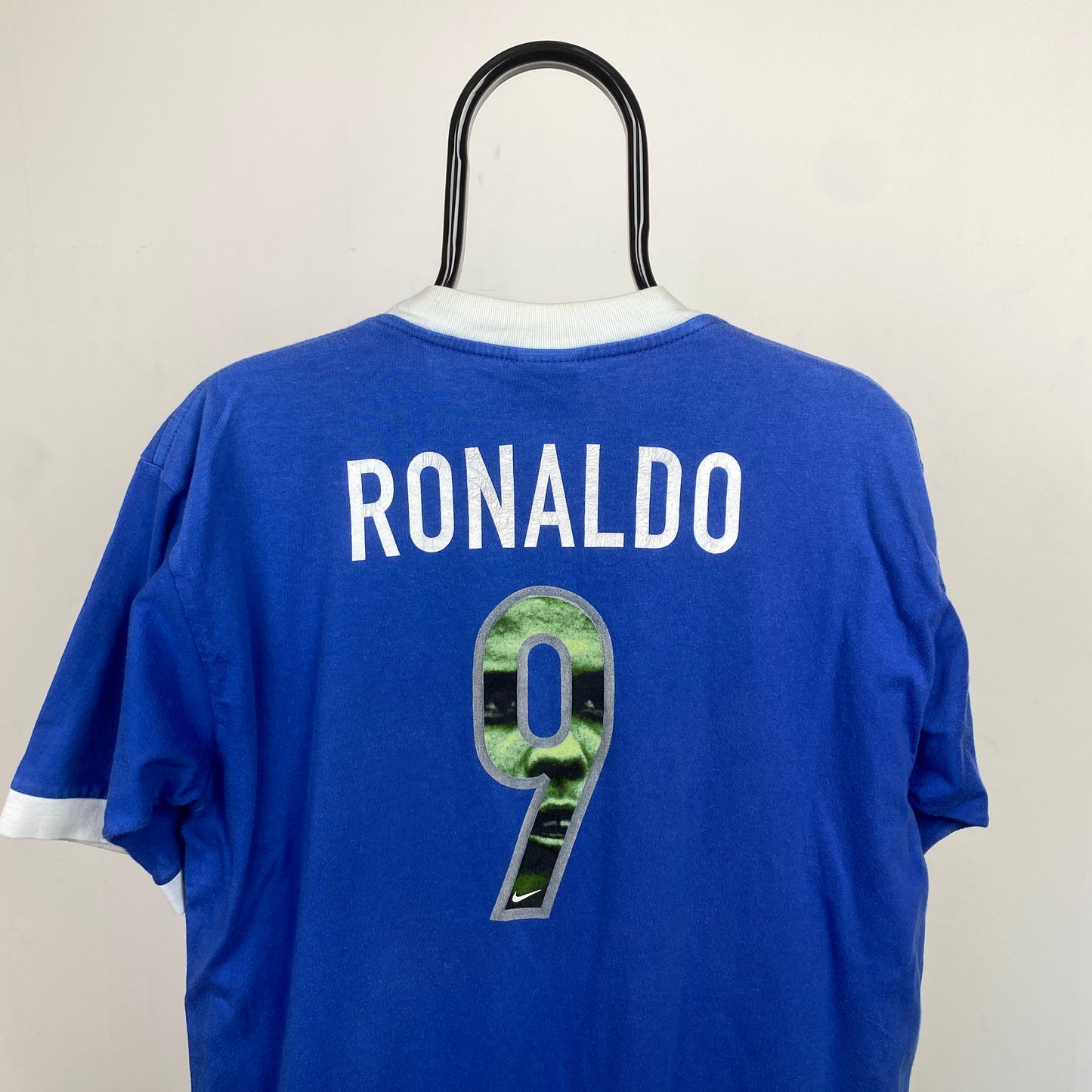90s Nike Ronaldo T-Shirt Blue Medium