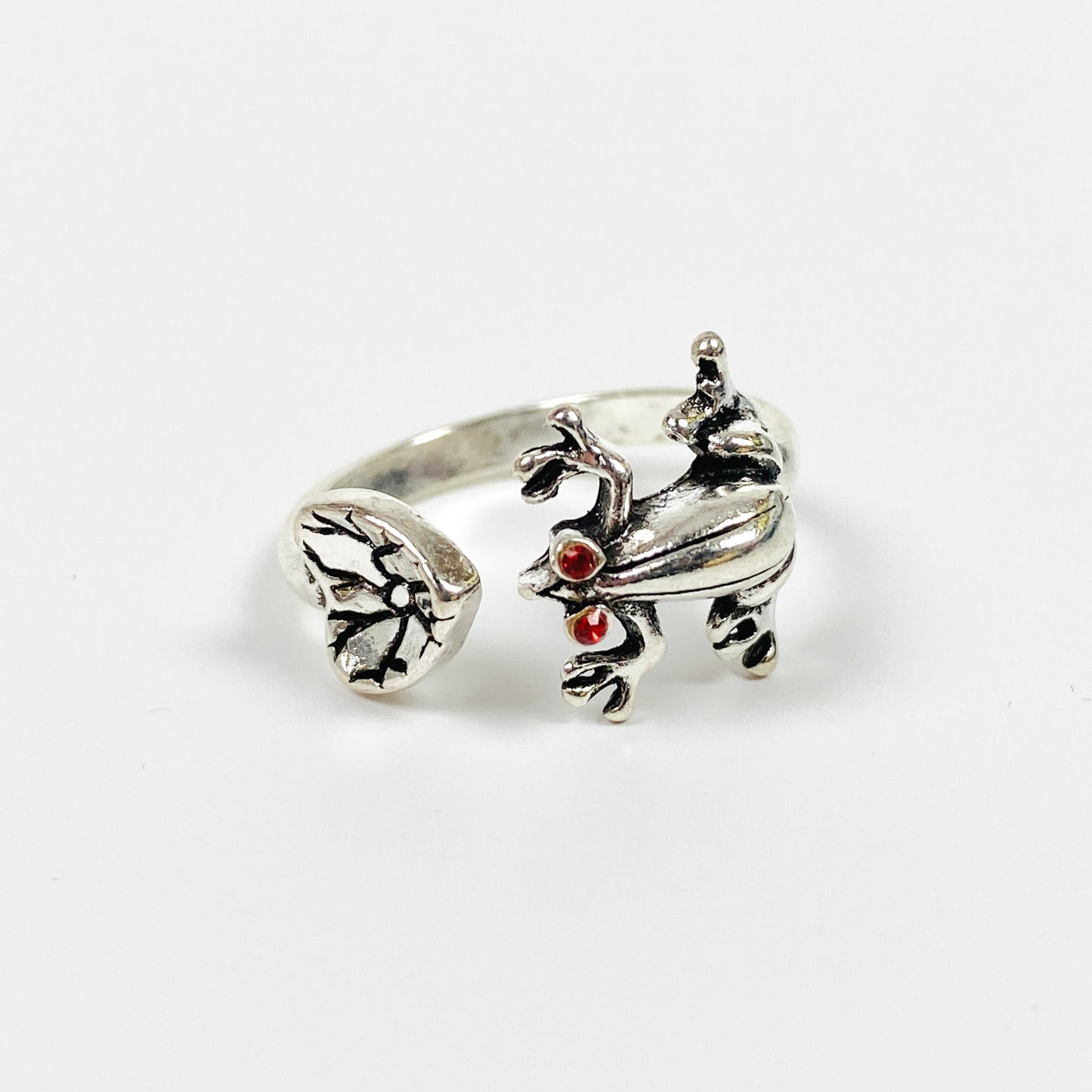 Vintage Retro Adjustable Frog Ring Silver