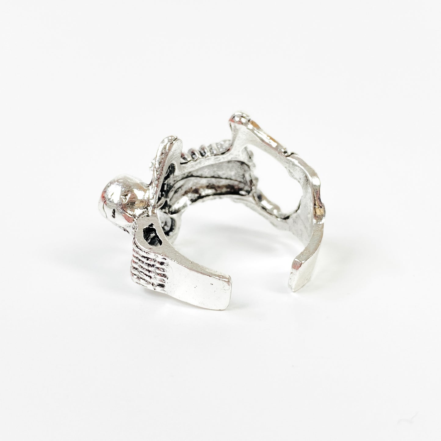 Vintage Retro Adjustable Skeleton Ring Silver
