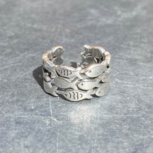 Adjustable Fish Ring Silver
