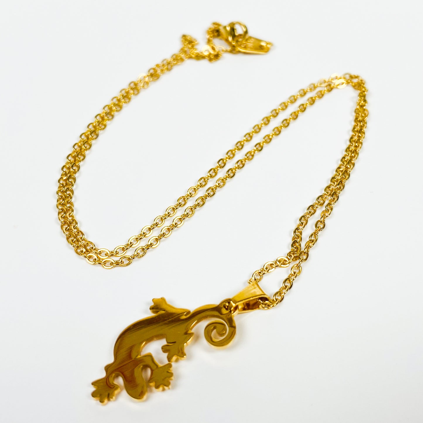 Lizard Charm Necklace Chain Gold
