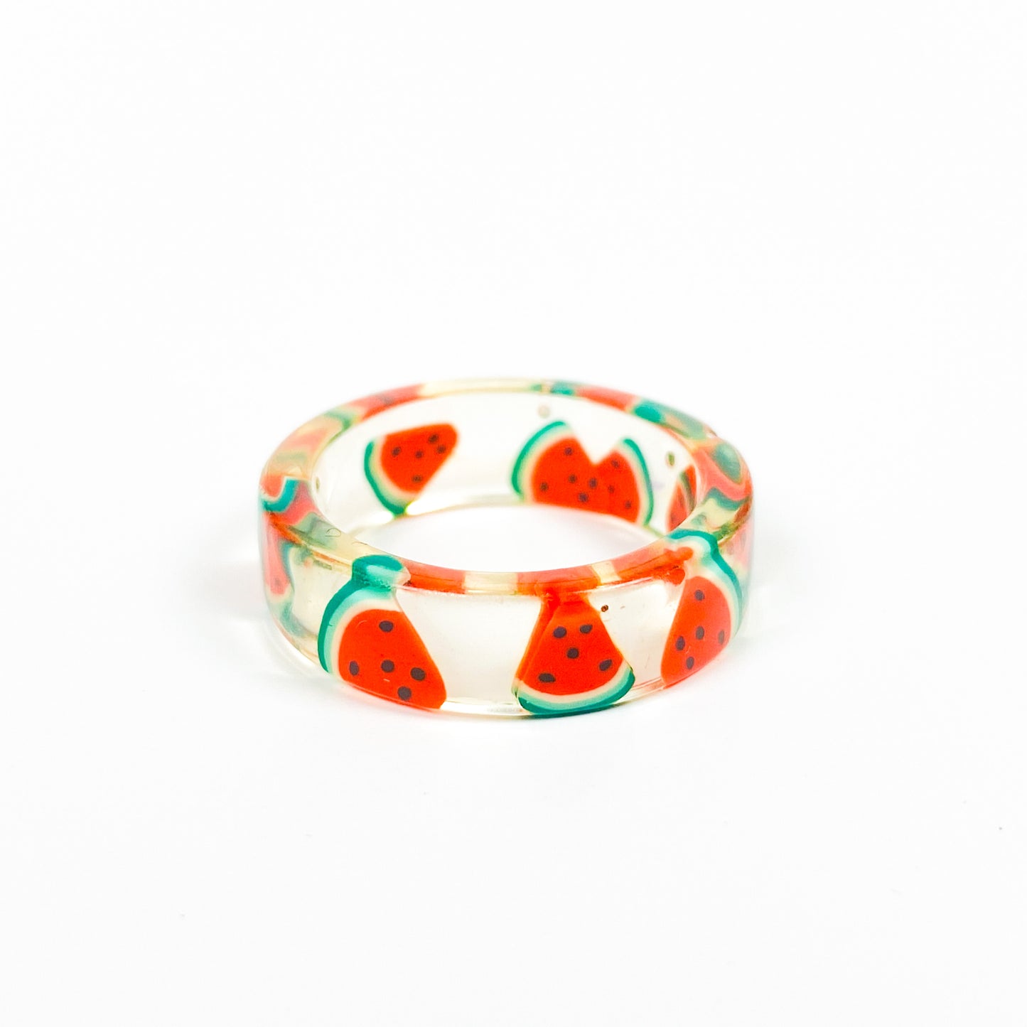 Vintage Retro Watermelon Resin Ring White