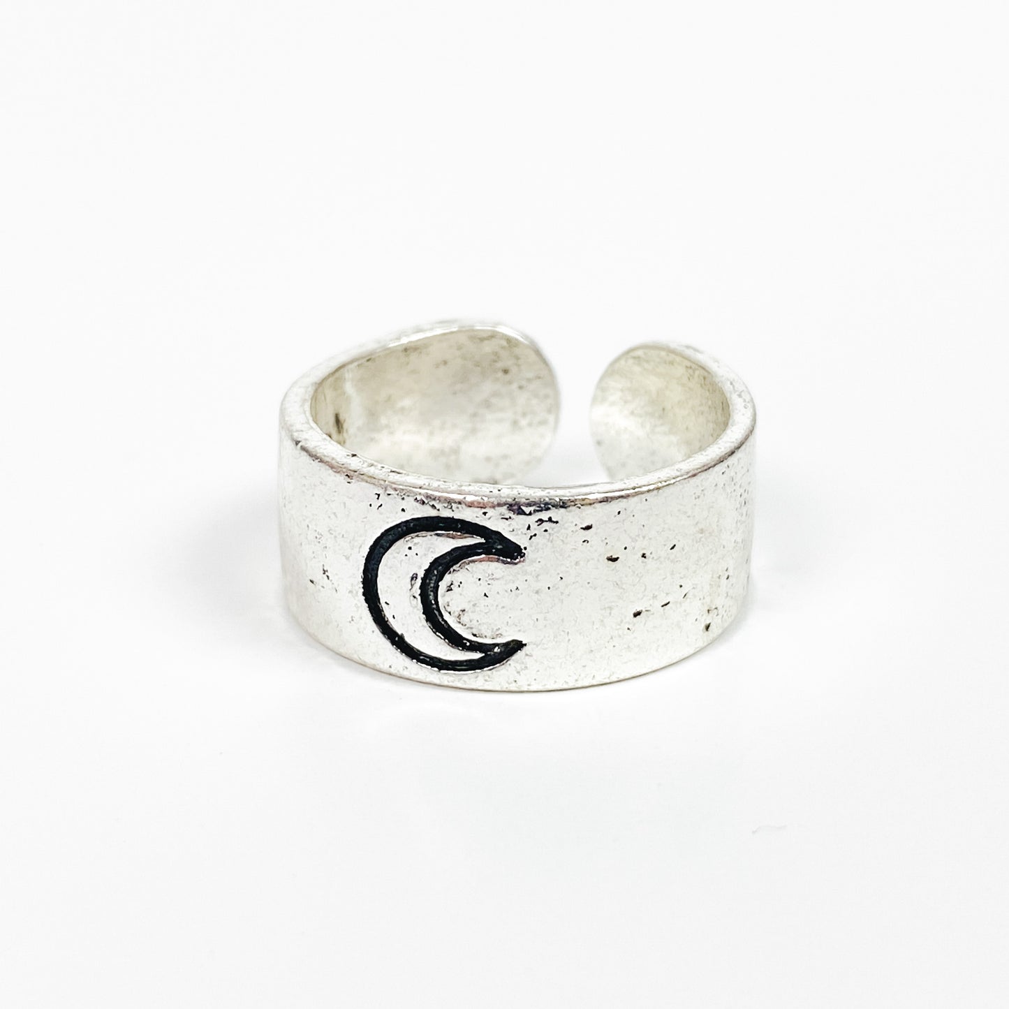 Vintage Retro Adjustable Moon Ring Silver