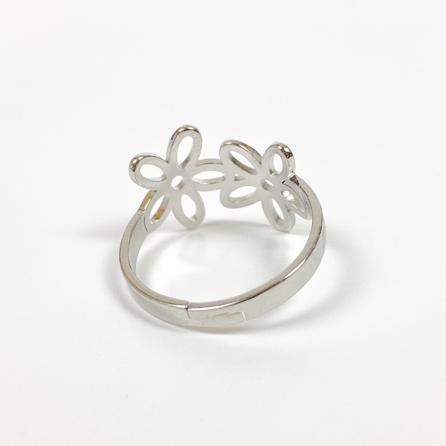 Vintage Adjustable Flower Ring Silver