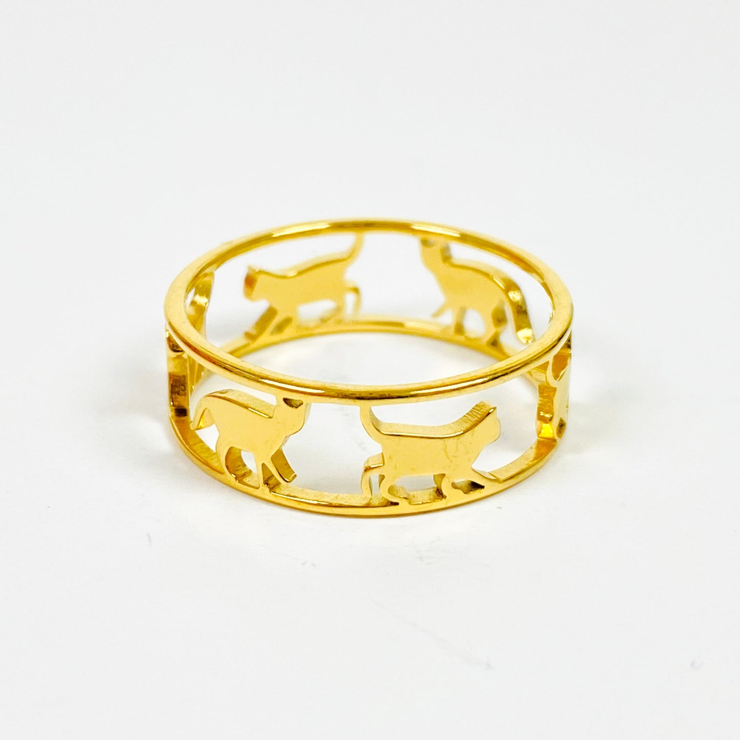 Retro Vintage Cat Ring Gold