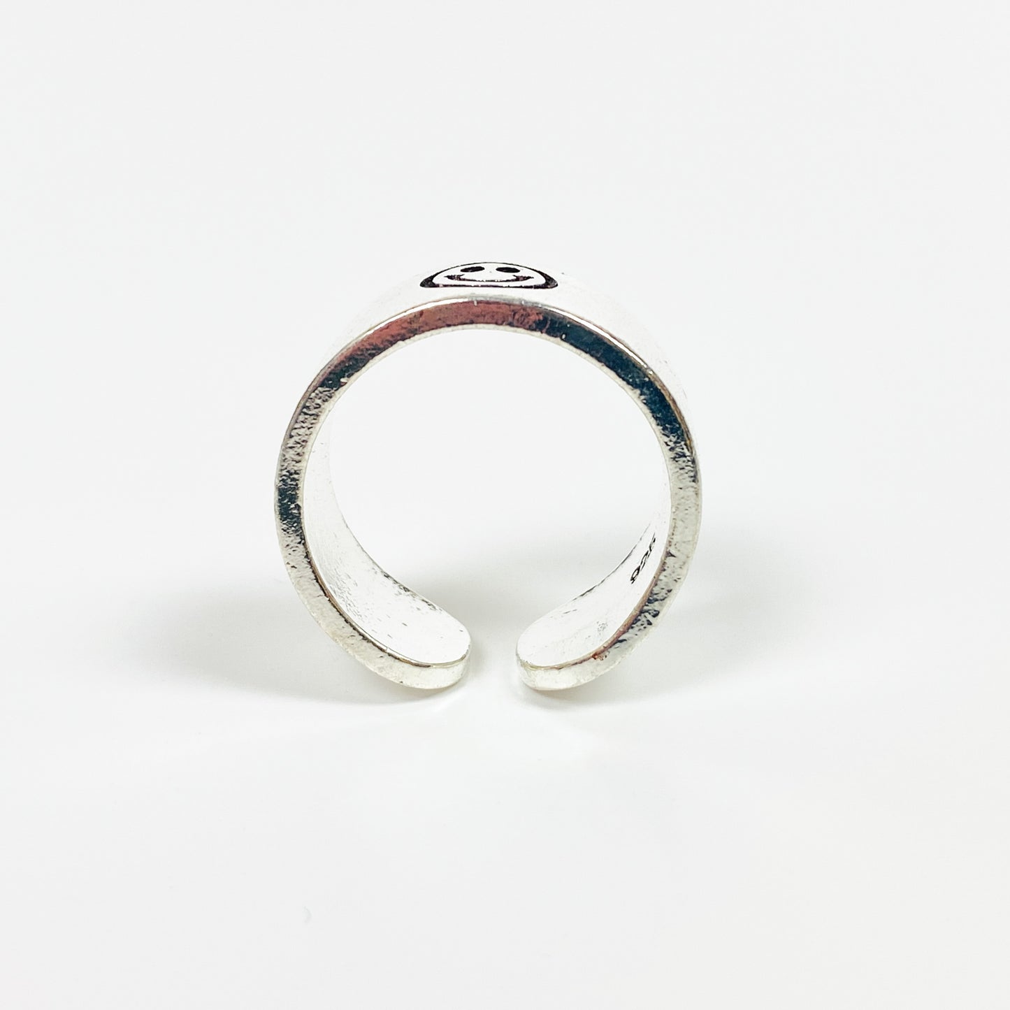 Vintage Retro Adjustable Smiley Ring Silver