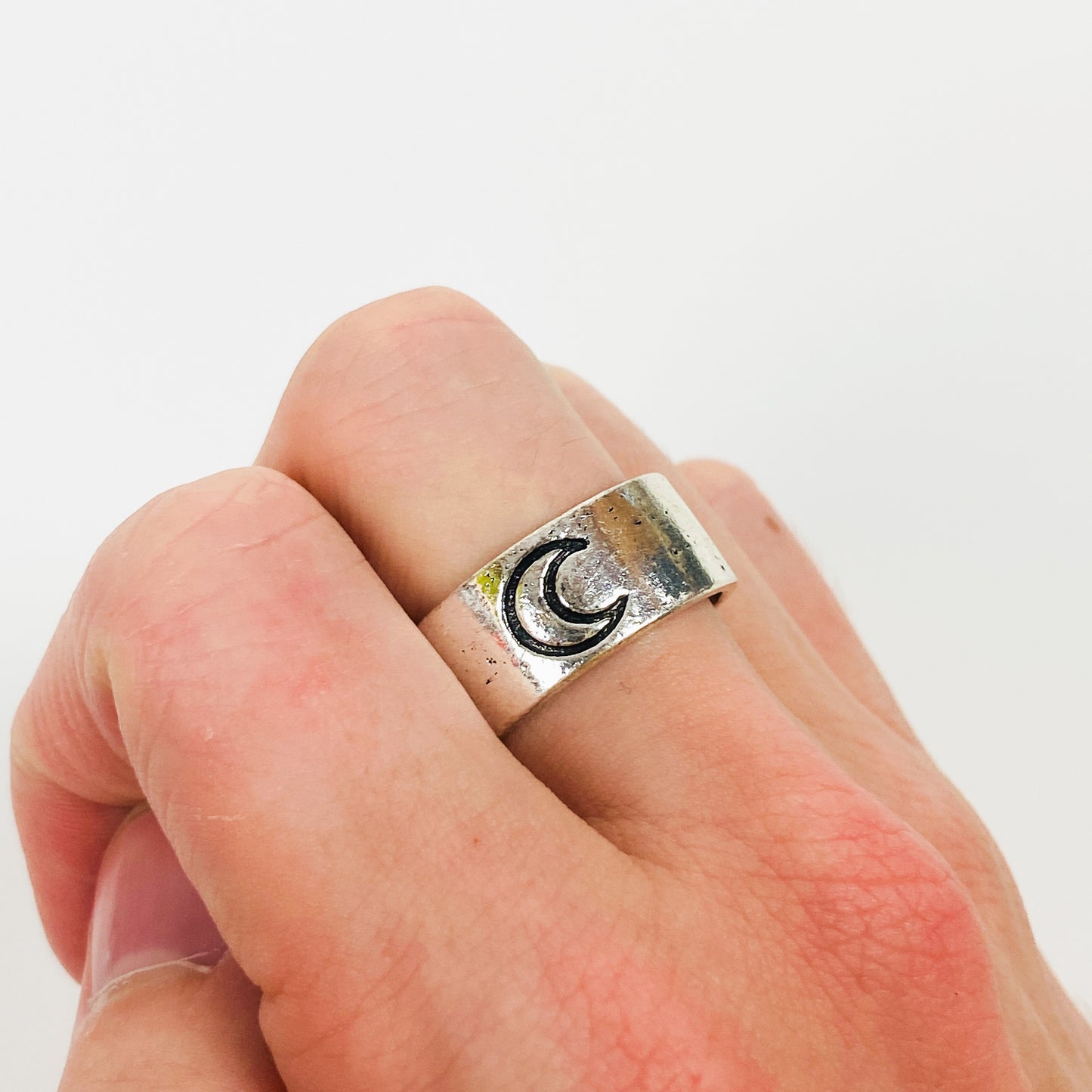 Vintage Retro Adjustable Moon Ring Silver