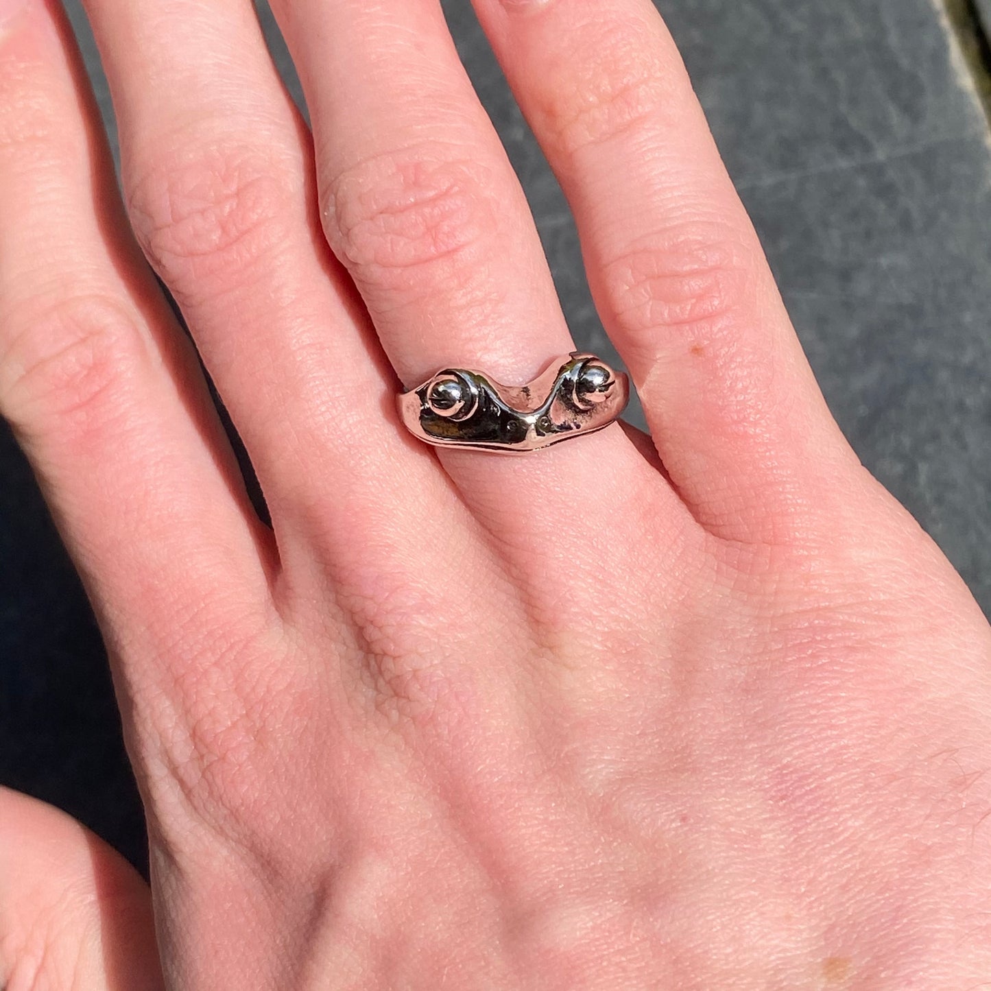 Adjustable Frog Ring Silver