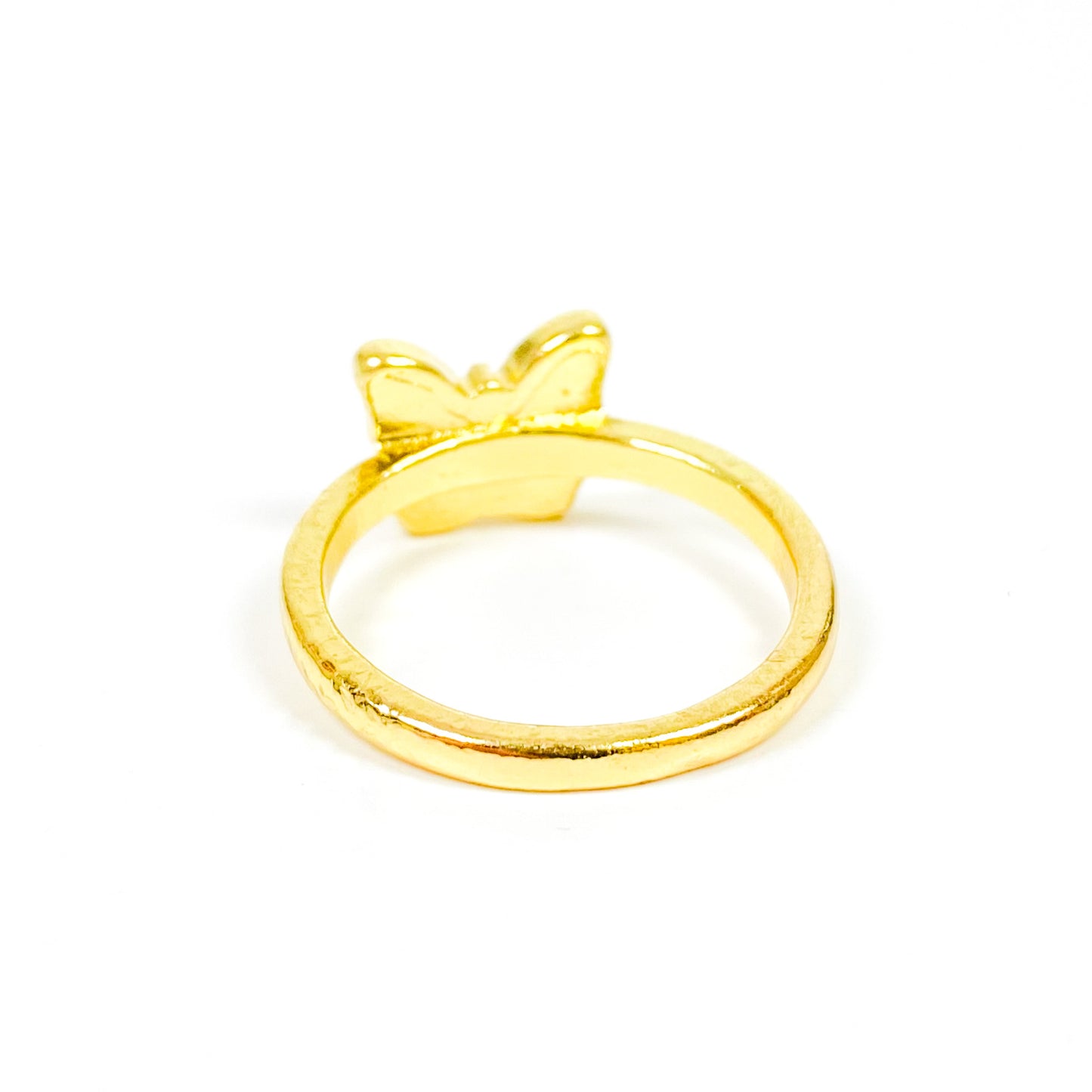 Vintage Butterfly Signet Ring Gold Pink