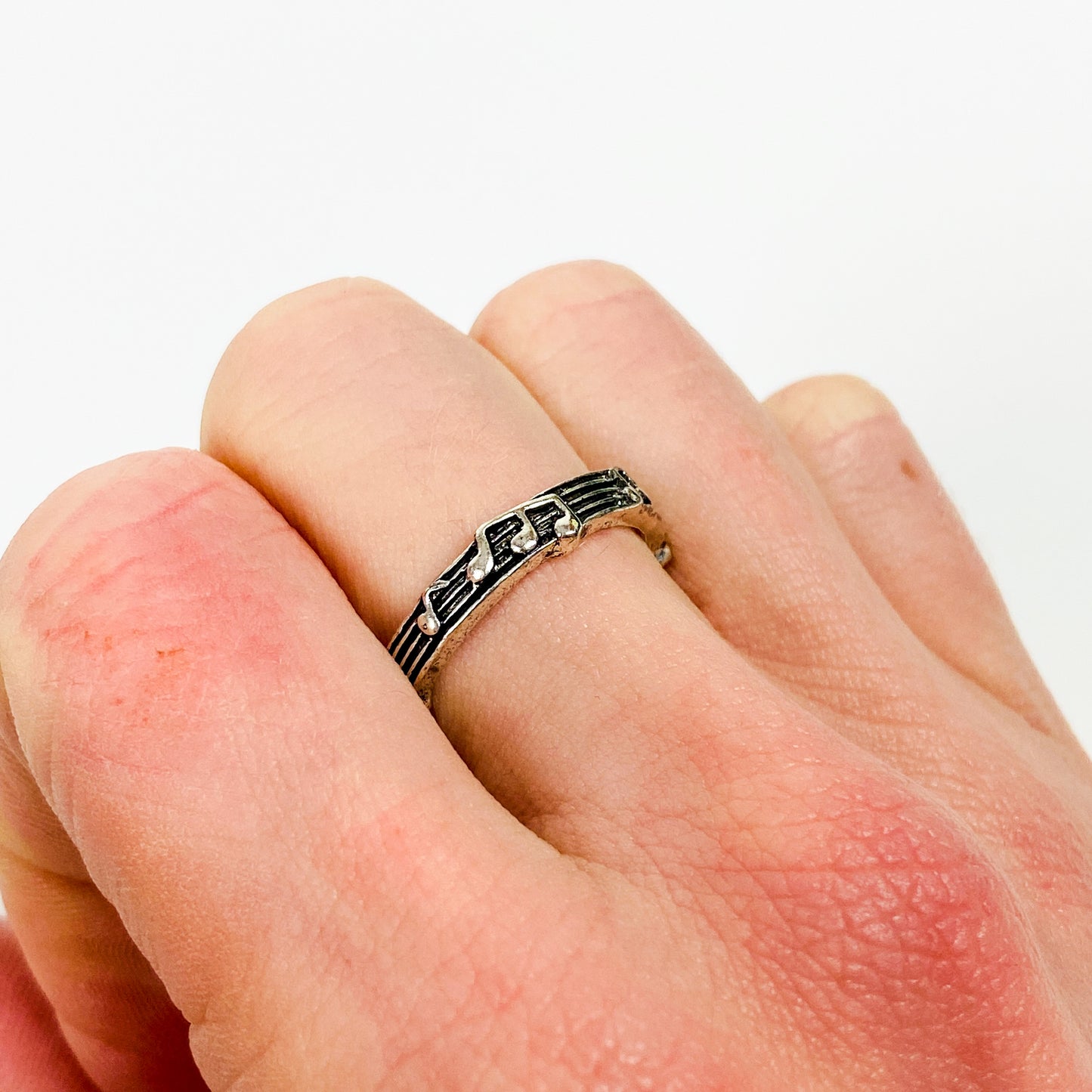 Vintage Retro Adjustable Music Ring Silver
