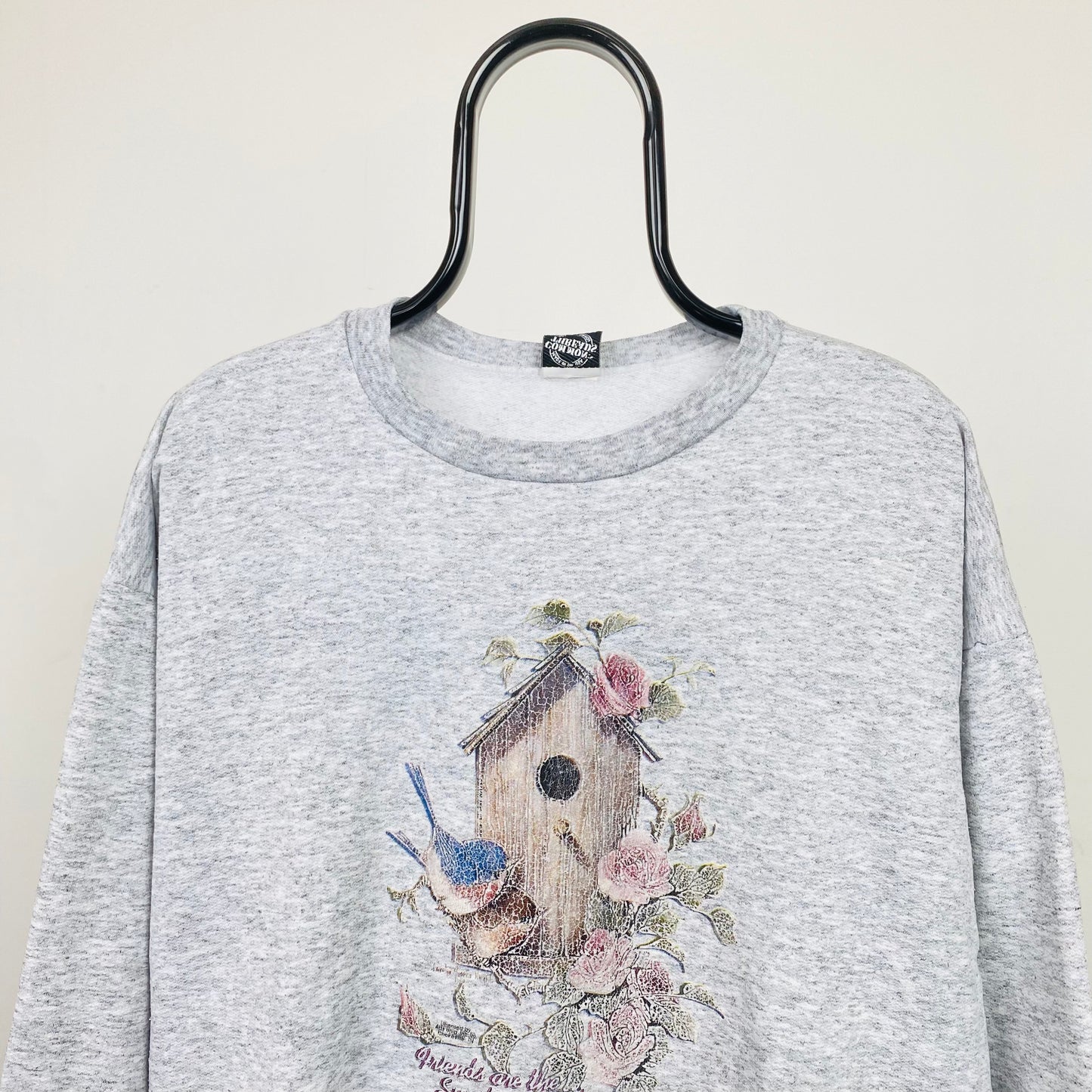 Retro 90s Bird Sweatshirt Grey Large