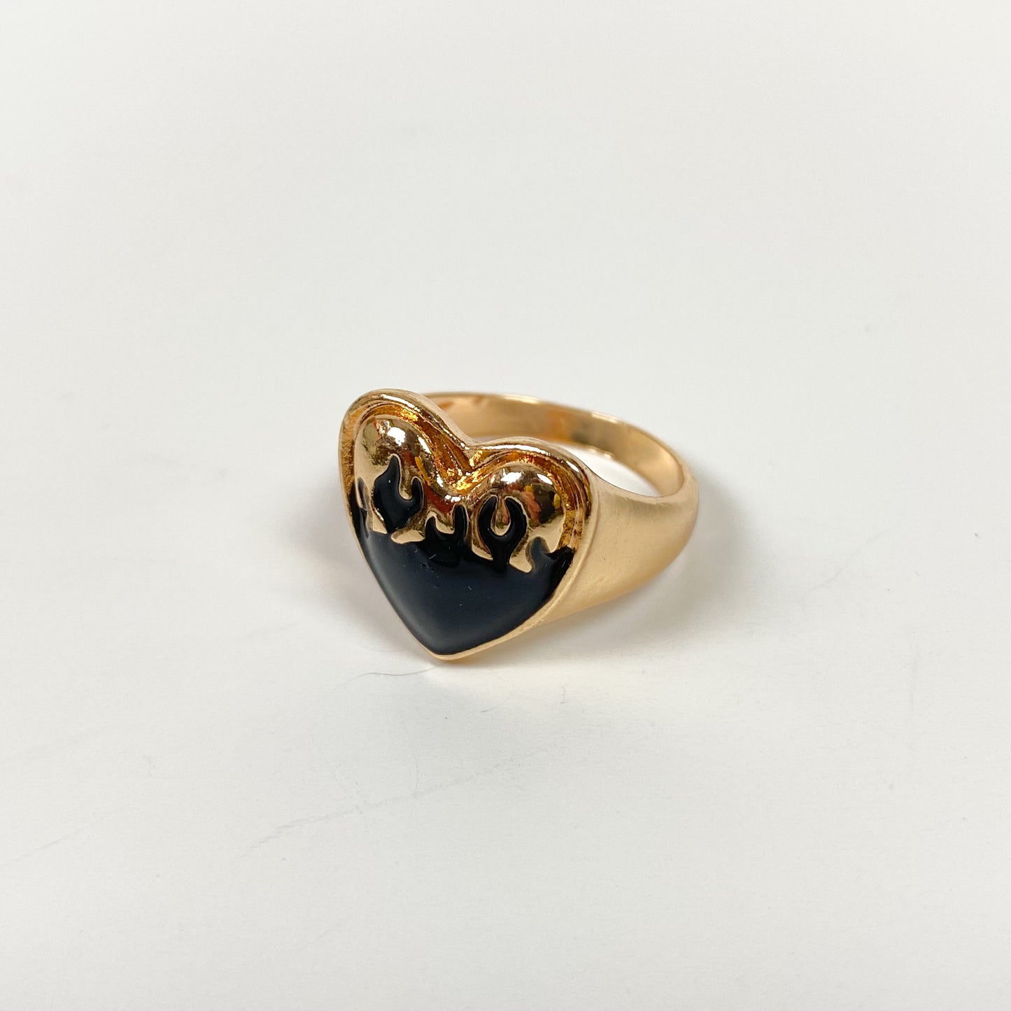 Vintage Heart Signet Ring Gold
