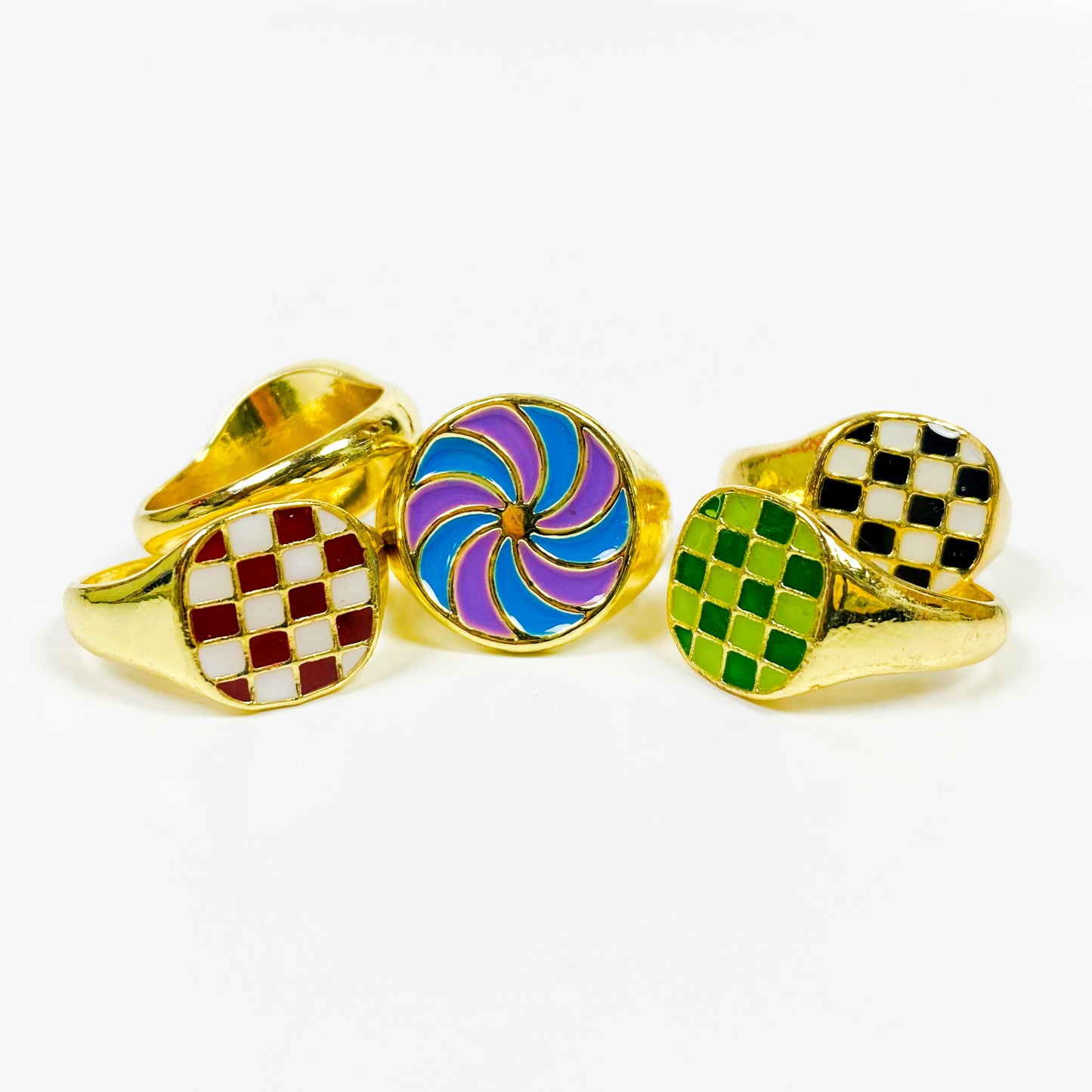 Vintage Block Signet Ring Gold Black