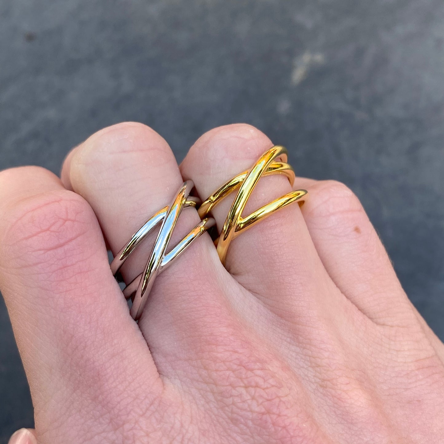 Adjustable Chunky Band Ring Silver