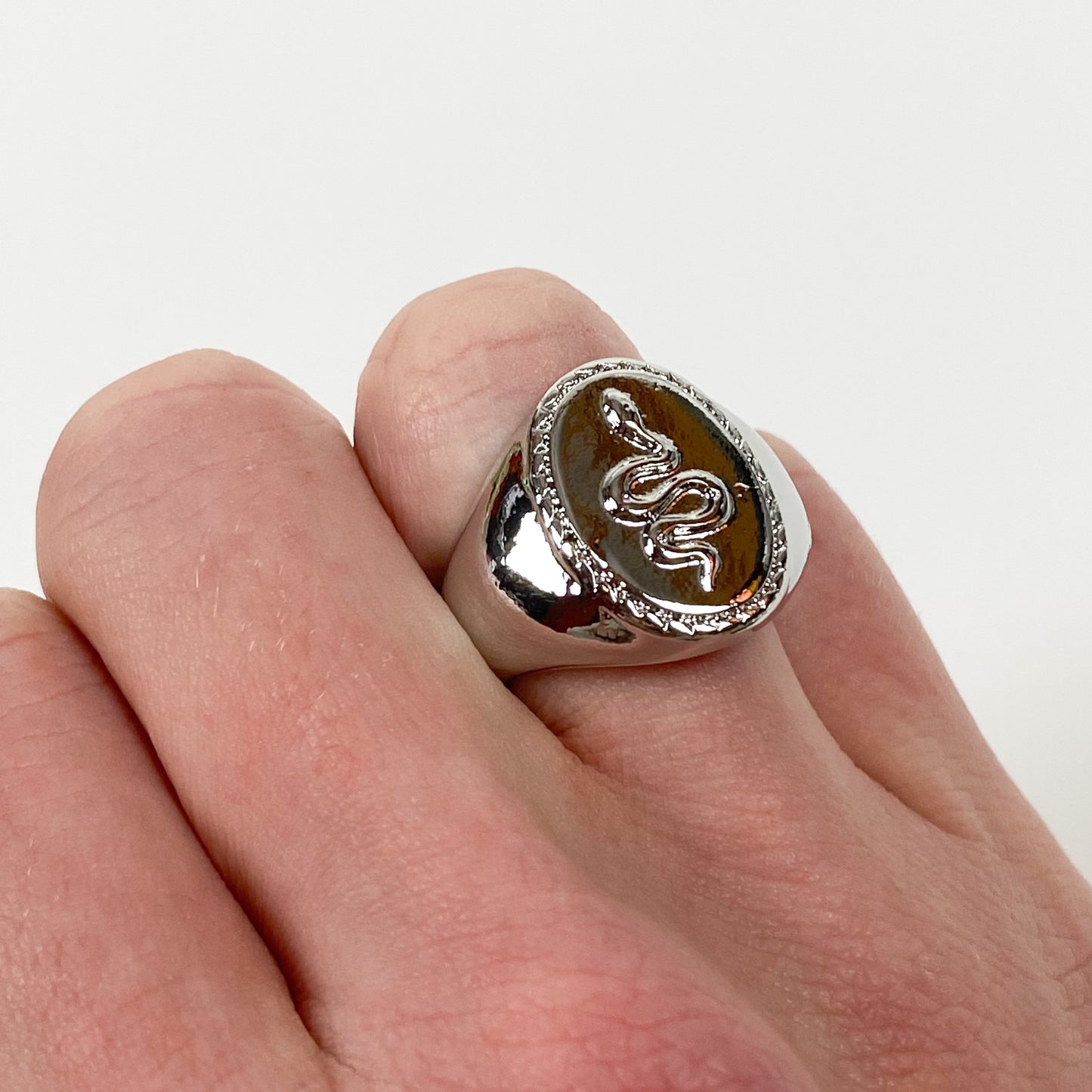 Vintage Snake Signet Ring Silver