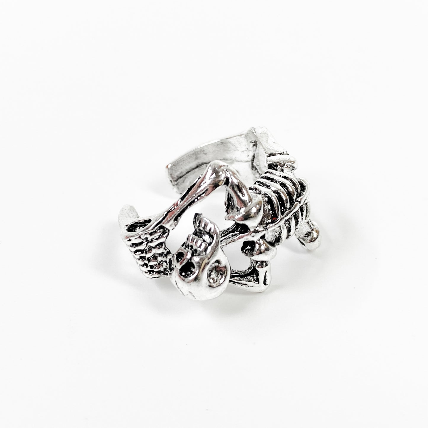 Vintage Retro Adjustable Skeleton Ring Silver