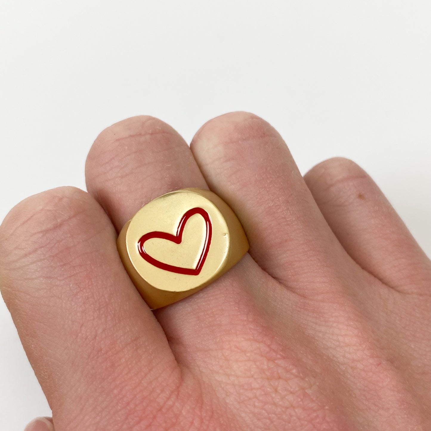 Vintage Heart Signet Ring Gold