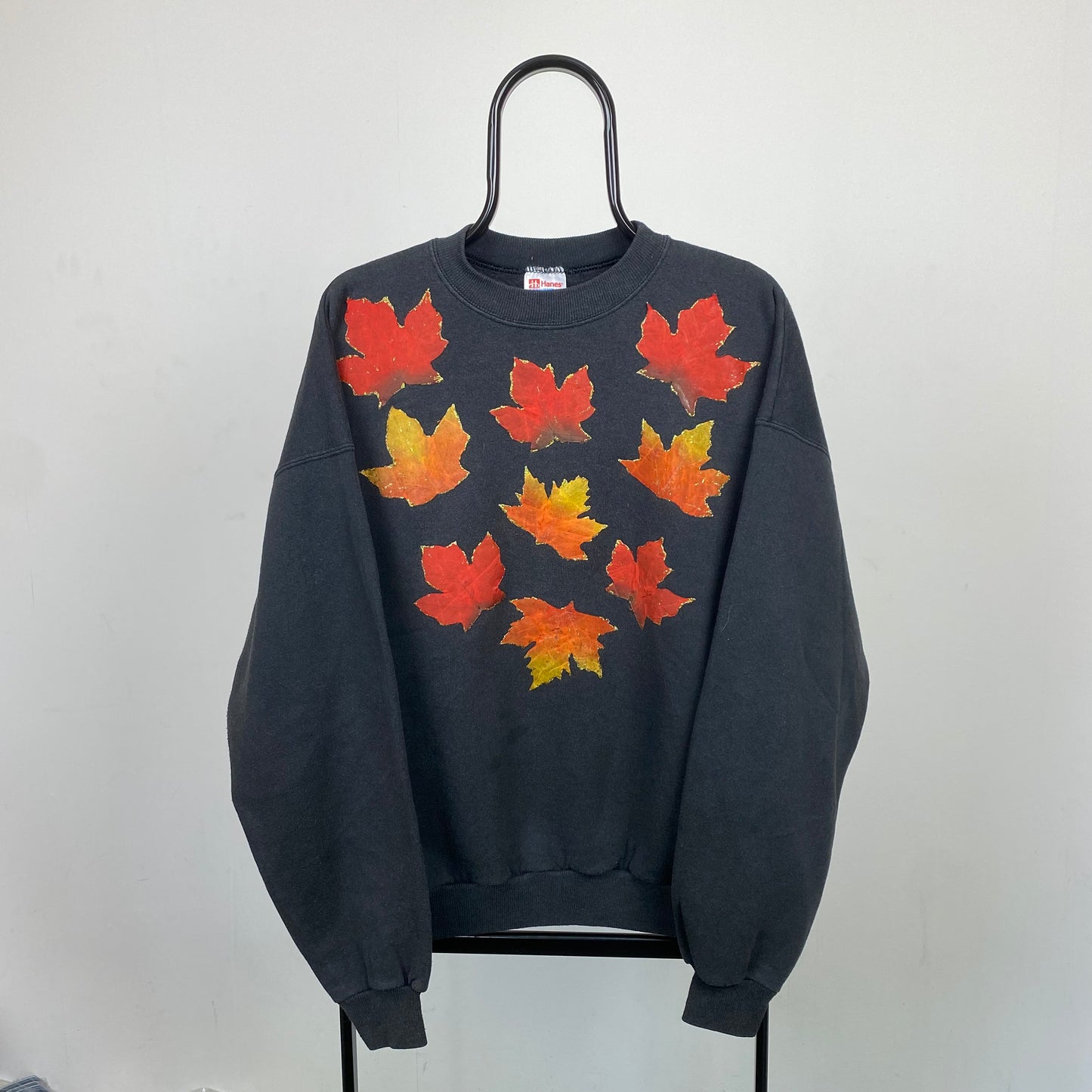 Retro Hanes Leaf Sweatshirt Black XL