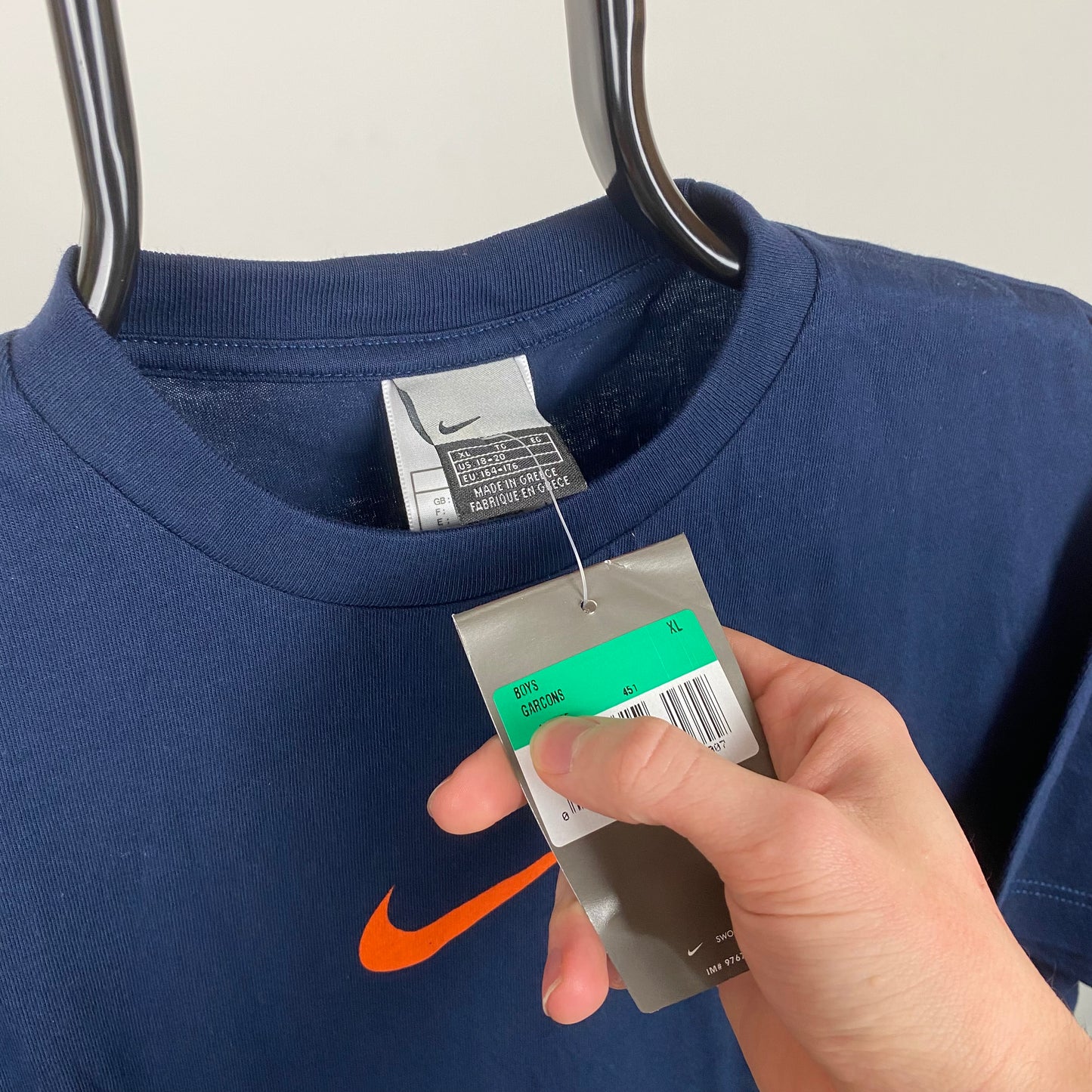 Vintage Nike Centre Swoosh T-Shirt Blue Small