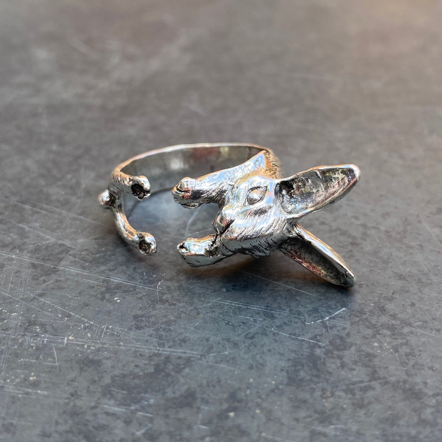 Adjustable Rabbit Ring Silver