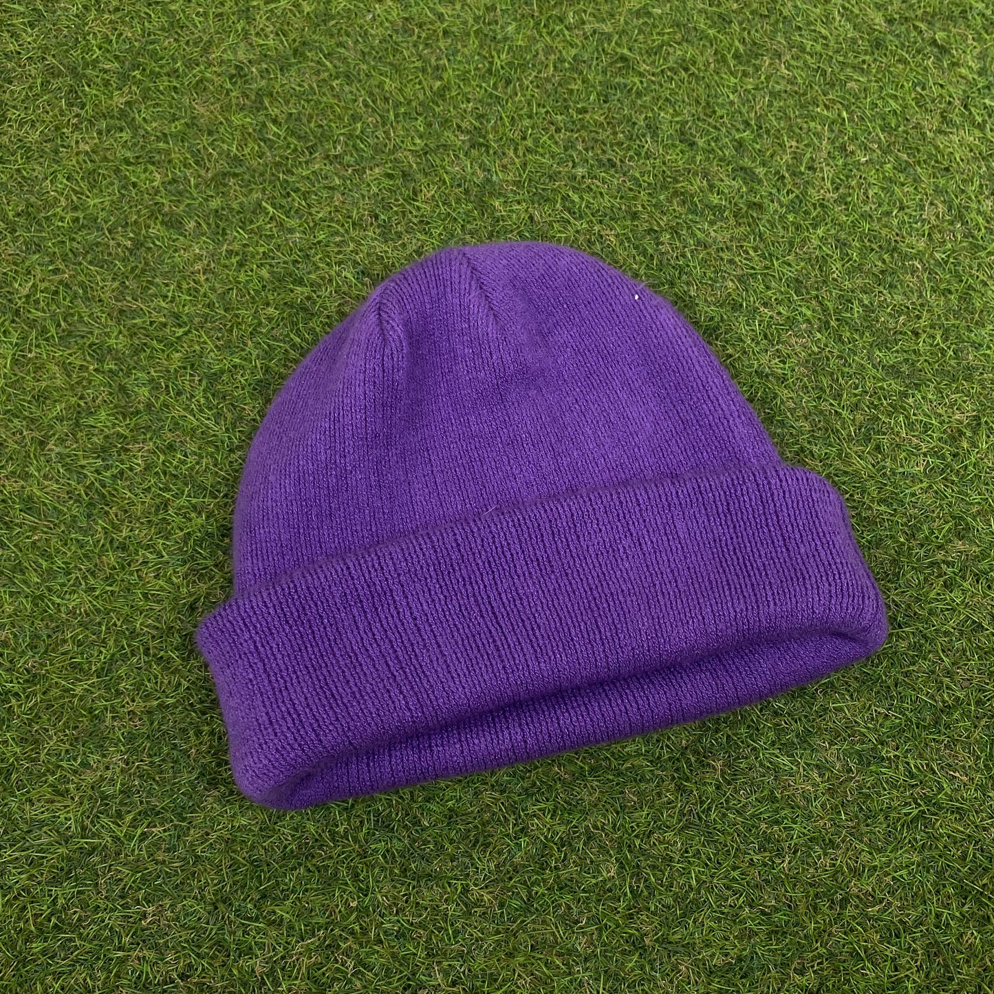 Retro Fleece Beanie Hat Purple