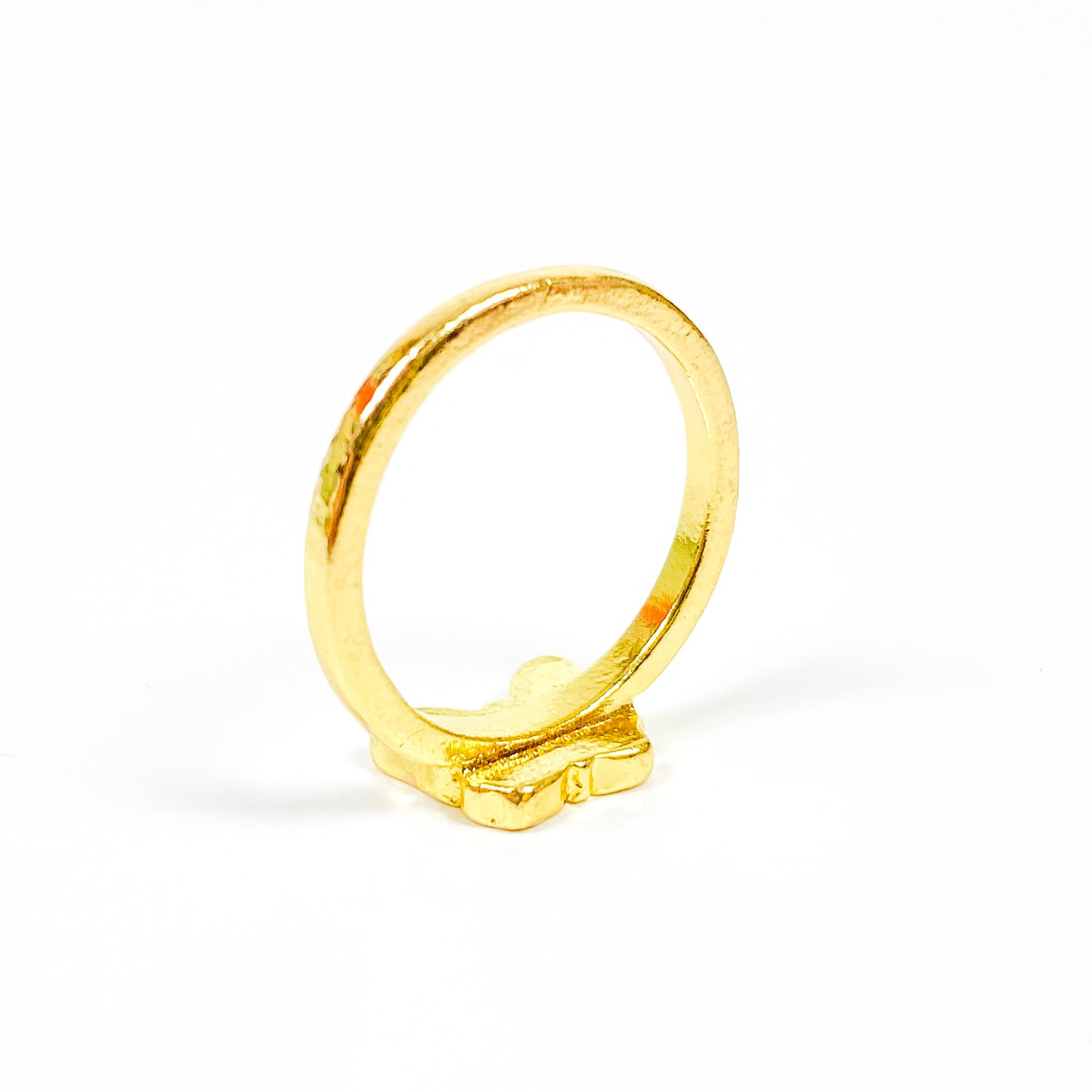Vintage Butterfly Signet Ring Gold Pink