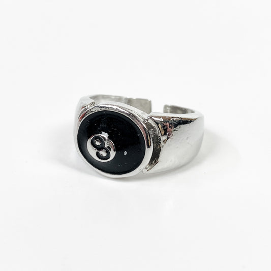 8 Ball Ring Silver Adjustable