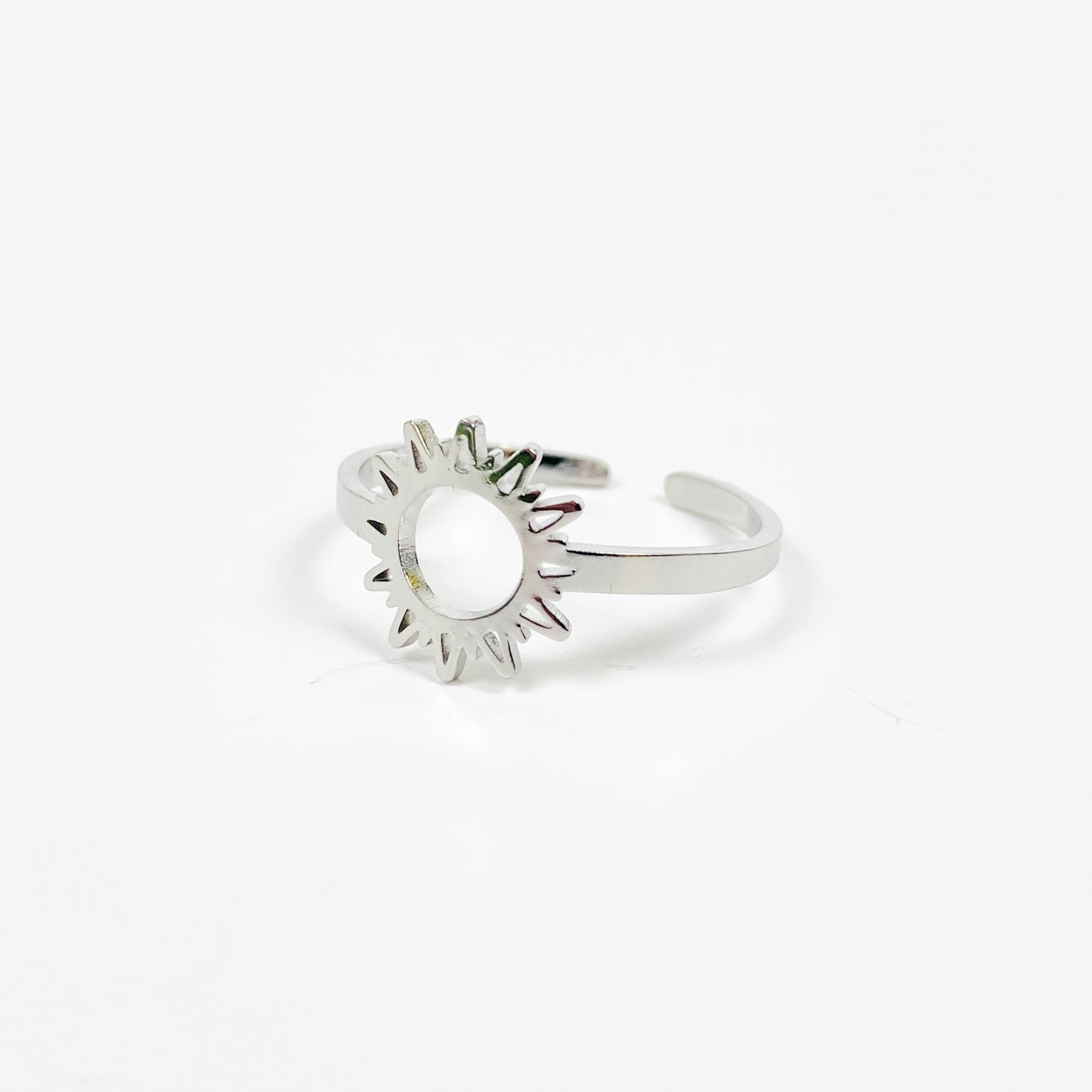 Vintage Retro Adjustable Sun Ring Silver