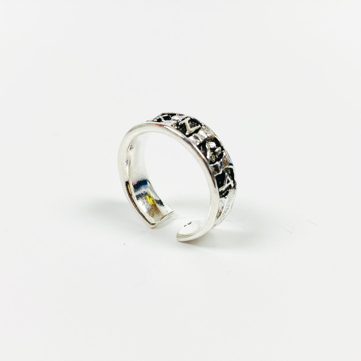Vintage Retro Adjustable Symbol Ring Silver