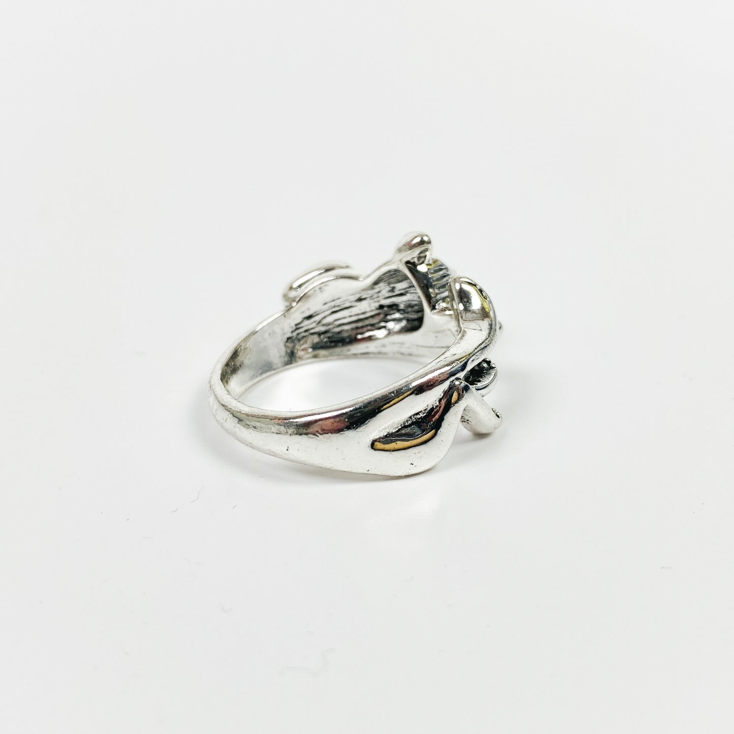 Vintage Retro Adjustable Cat Ring Silver
