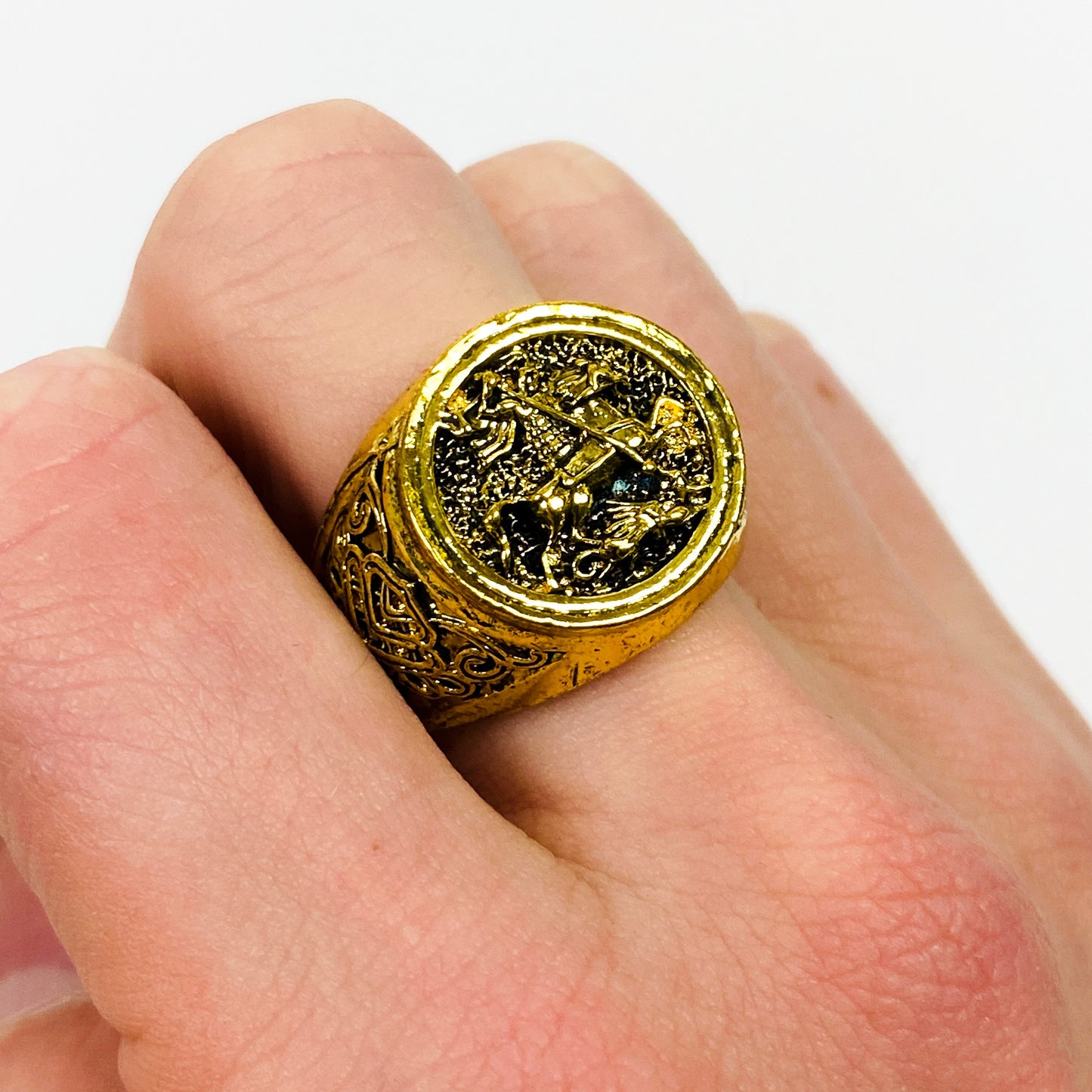 Vintage Knight Signet Ring Gold