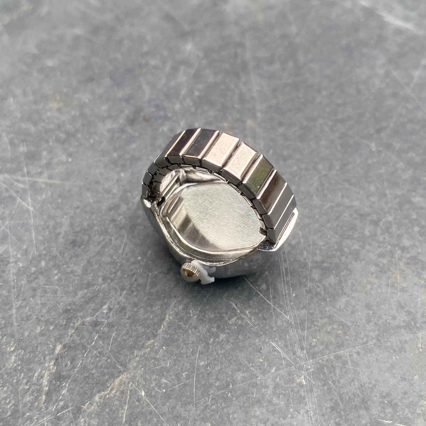 Retro Adjustable Watch Ring Silver White