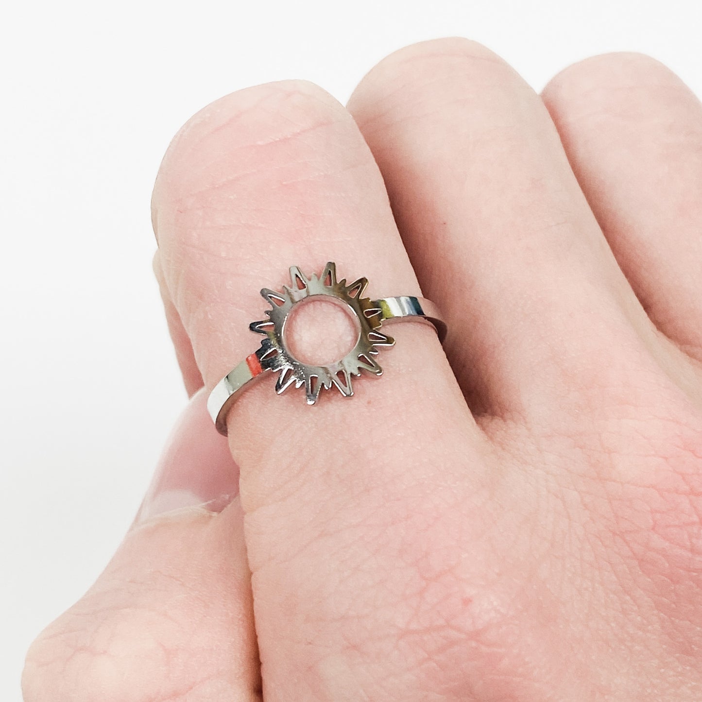 Vintage Retro Adjustable Sun Ring Silver