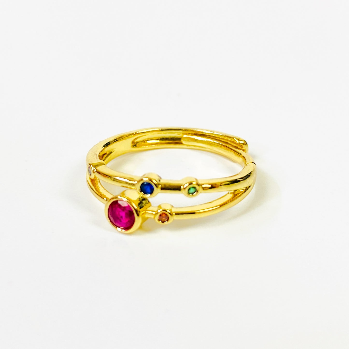 Vintage Retro Adjustable Gemstone Ring Gold