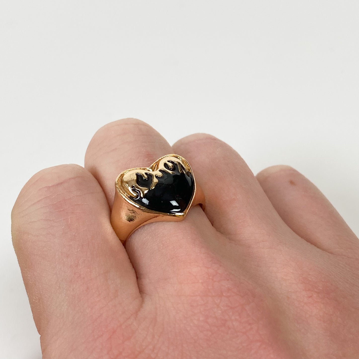 Vintage Heart Signet Ring Gold