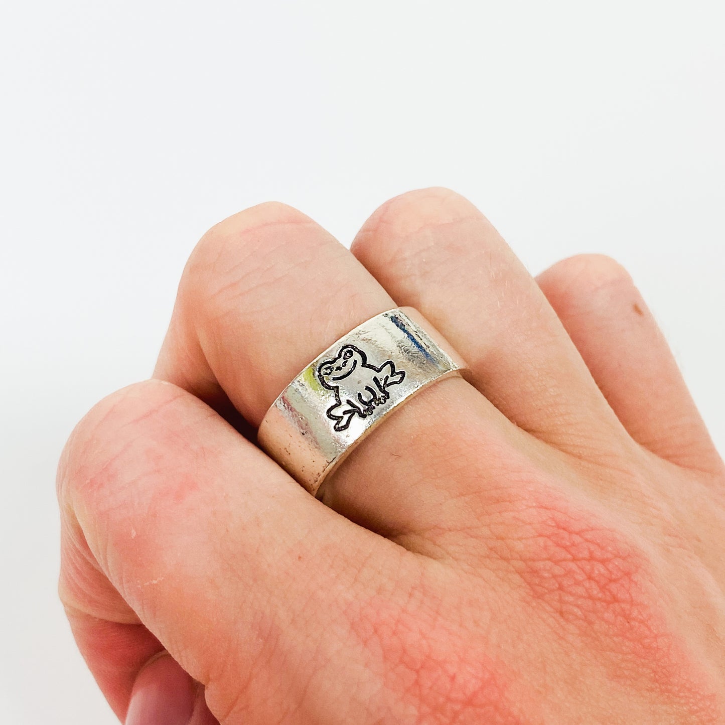 Vintage Retro Adjustable Froggy Ring Silver